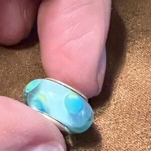 Pandora Silver and Blue Turquoise vintage Murano glass bead charm